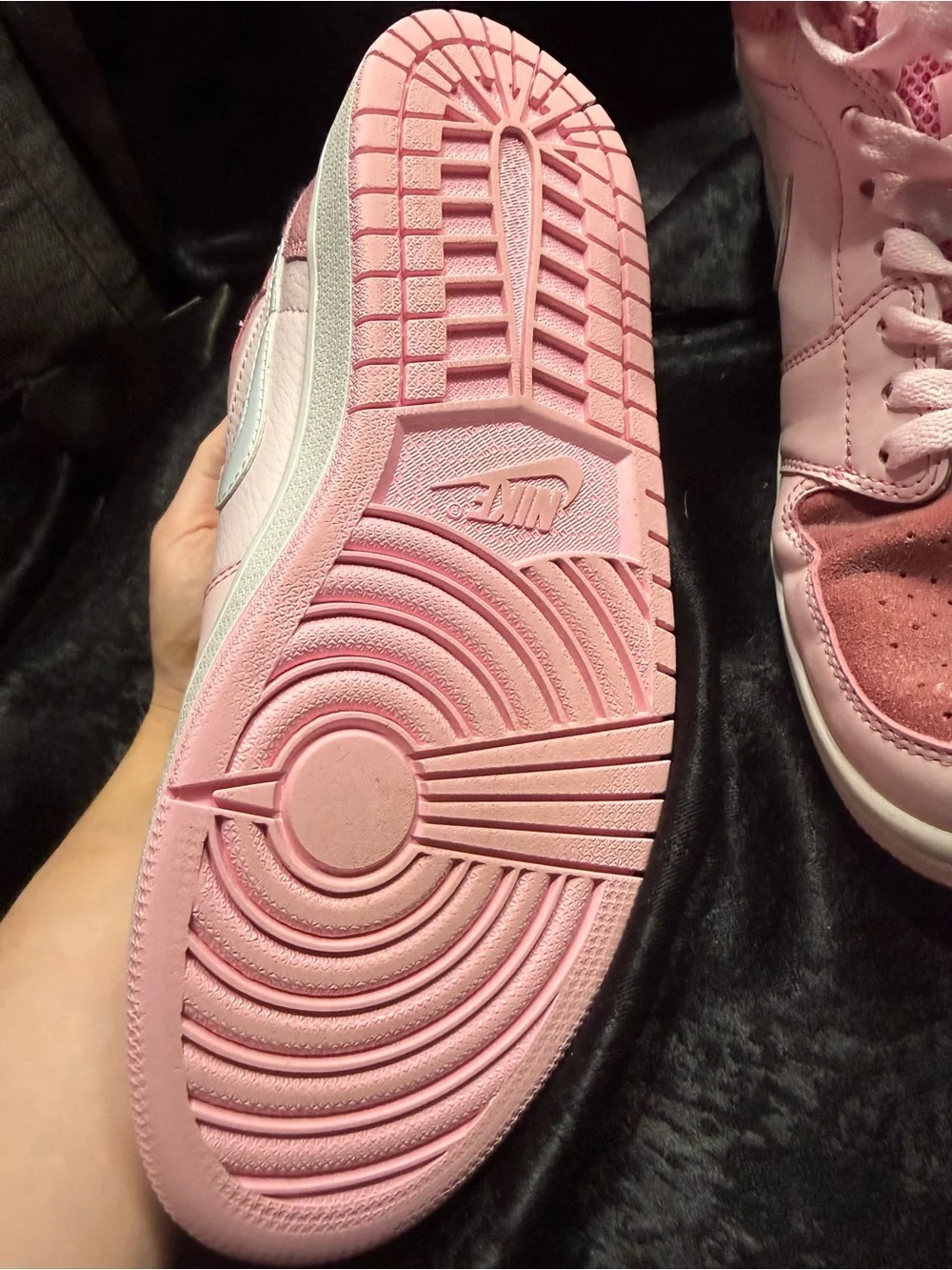 Jordan Women's Mid-Top Sneakers in Light Pink and White-9.5 women's